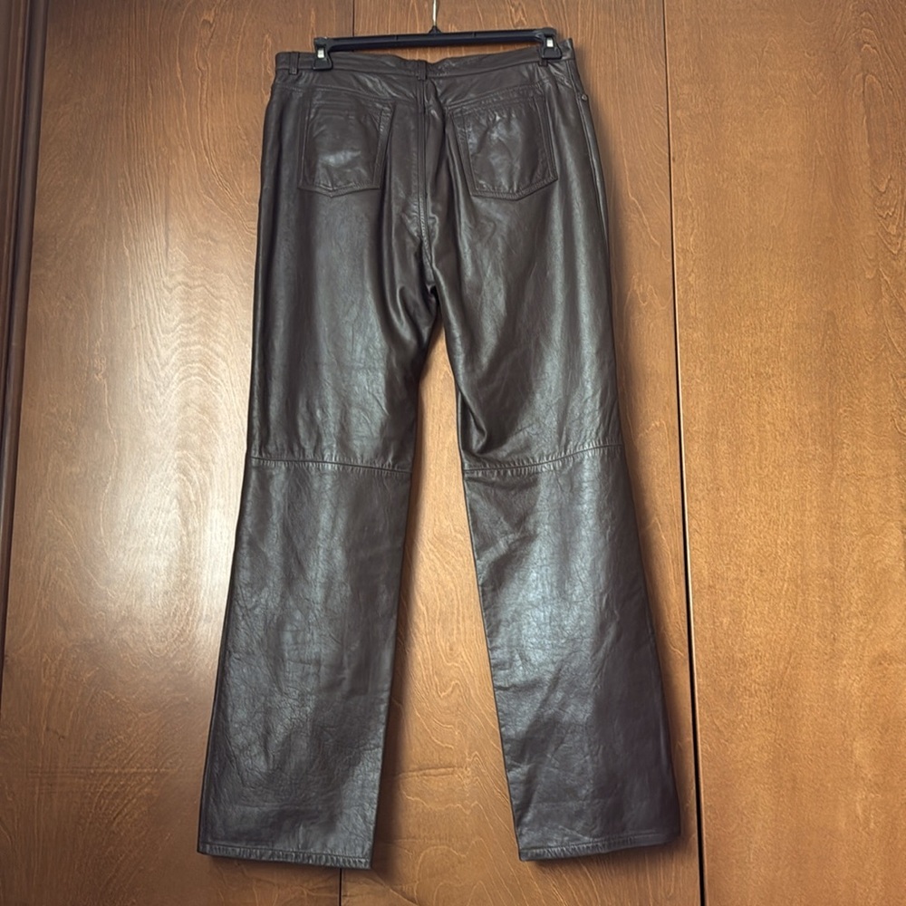 Nine West Vintage Dark Brown Straight Leg Leather Pants Sz 12. Great Condition - Picture 6 of 6